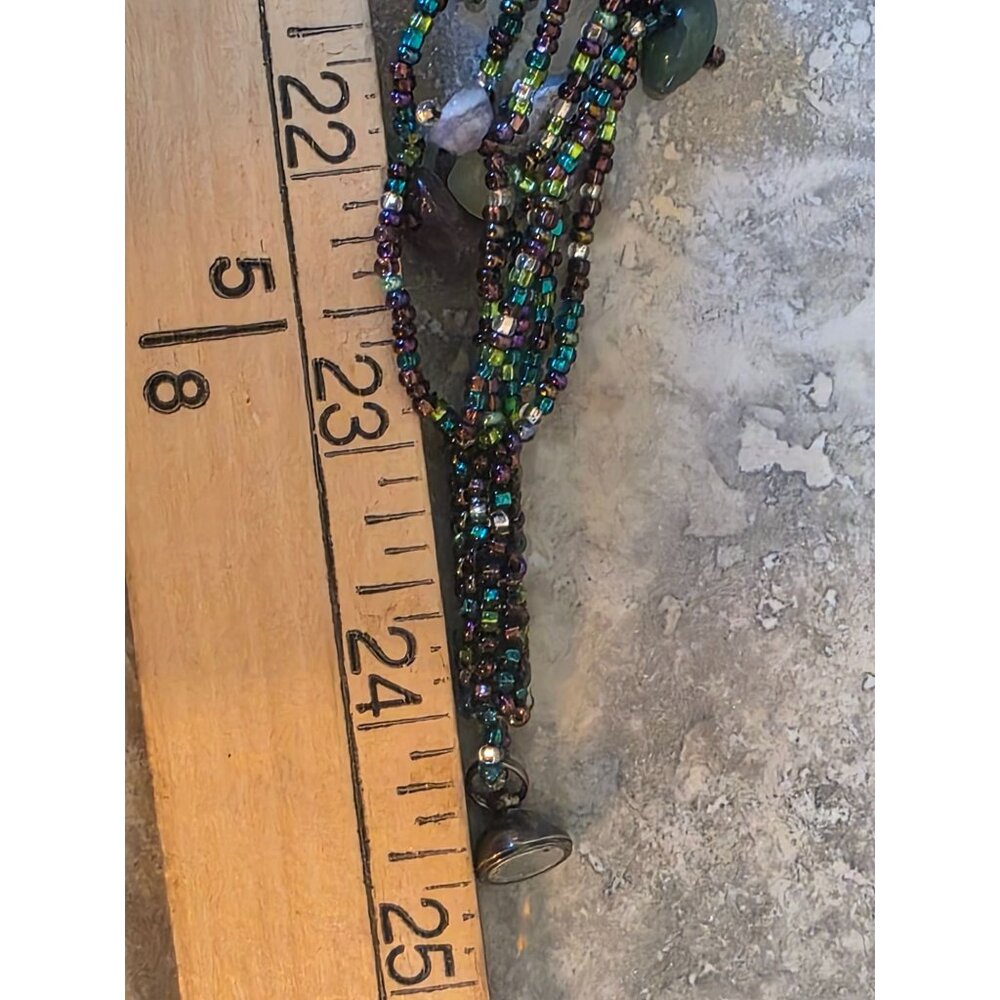 Fluorite & Amethyst Gemstone Multistrand‎ Beaded Necklace w/ Magnetic Clasp - Picture 12 of 12
